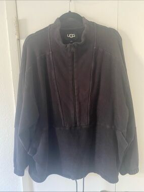 UGG women's Dark black Half-Zip Pullover Fleece